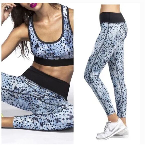 PRISMSPORT Blue & Black Pongo Print Classic Ankle Leggings Size XS - Picture 1 of 9